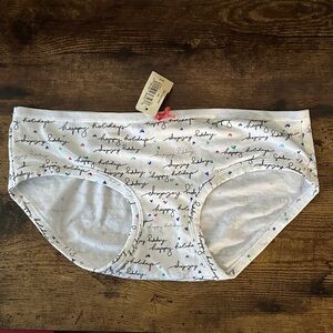 Aerie White Holiday Script Hipster with Red Accent